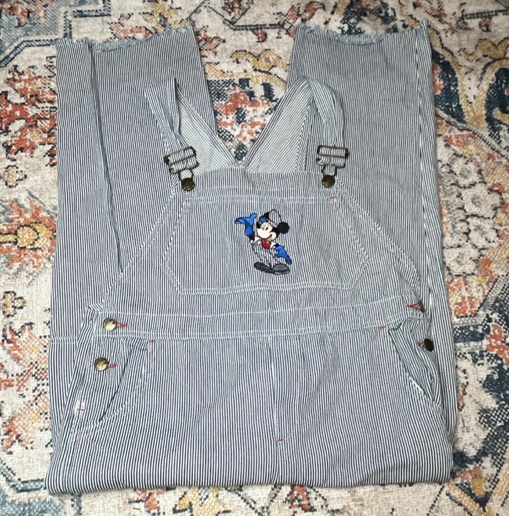 Vintage Y2K Disney’s California Adventure Mickey Mouse Railroad Stripe Overalls